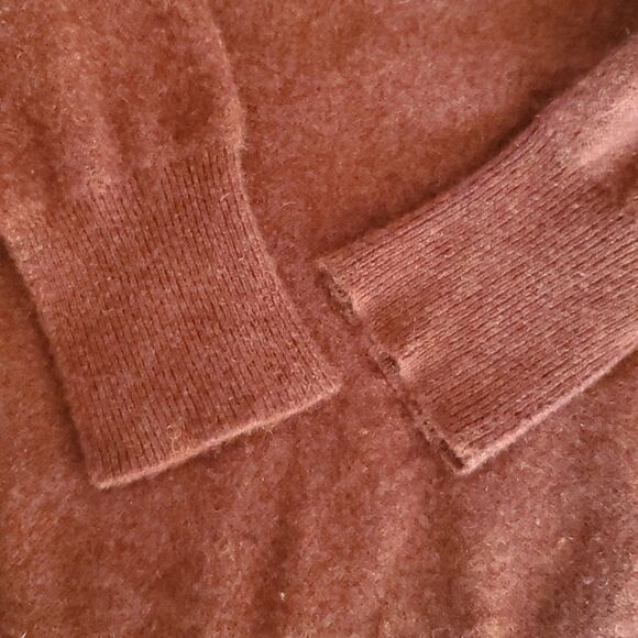 Free People Harmony Cashmere V Neck Pull Over Sweater Rust Orange Red Medium - Picture 3 of 11
